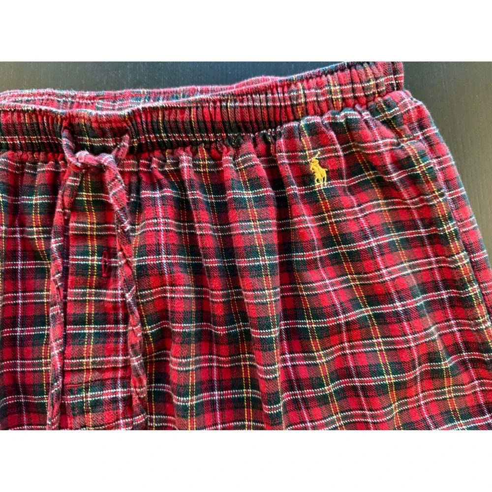 Ralph Lauren Polo Sleepwear Pajama Pants Mens L (36-38) Red Plaid Loungewear PJs